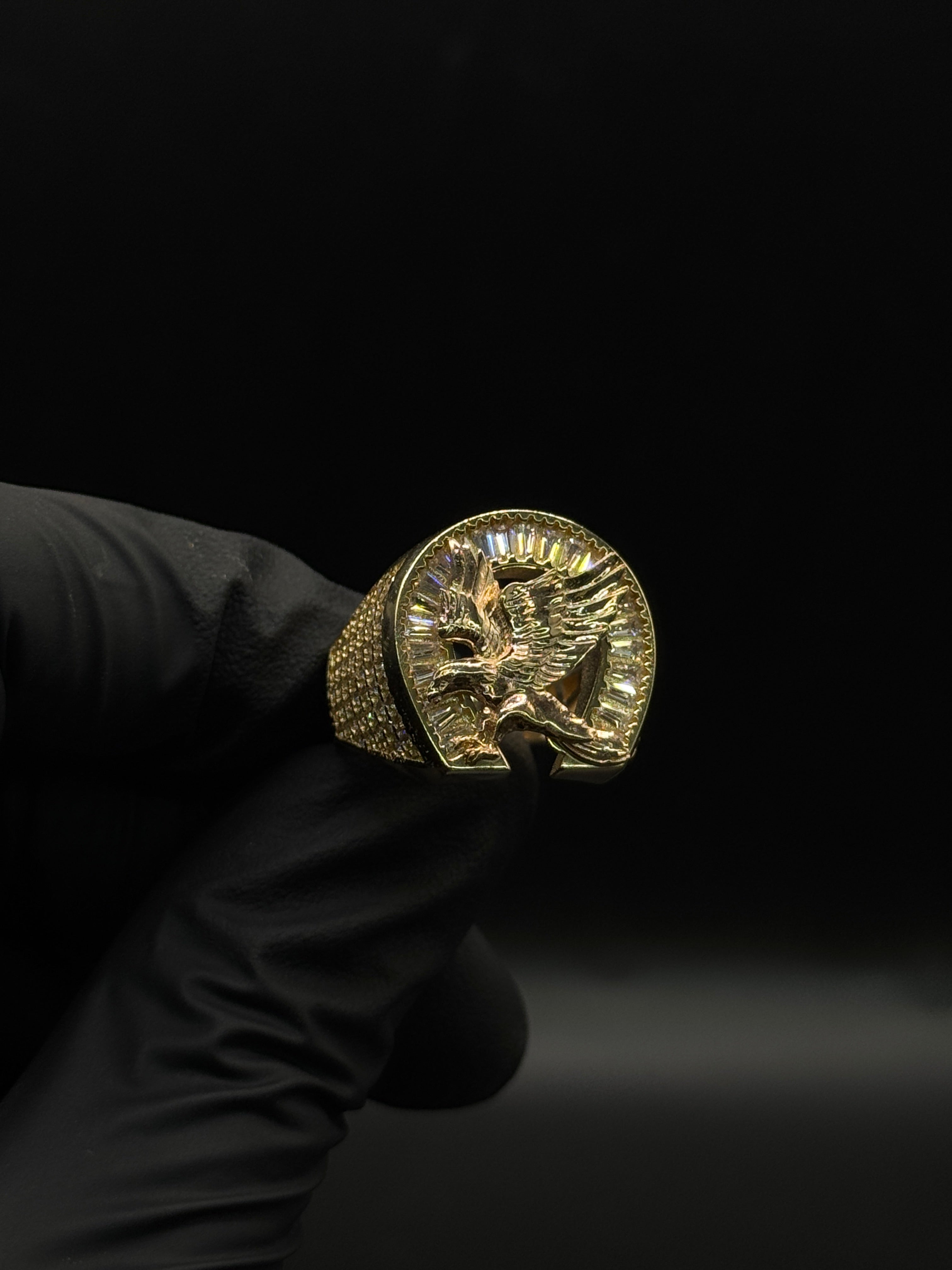 Mens Horse ShoexEagle Ring image 0