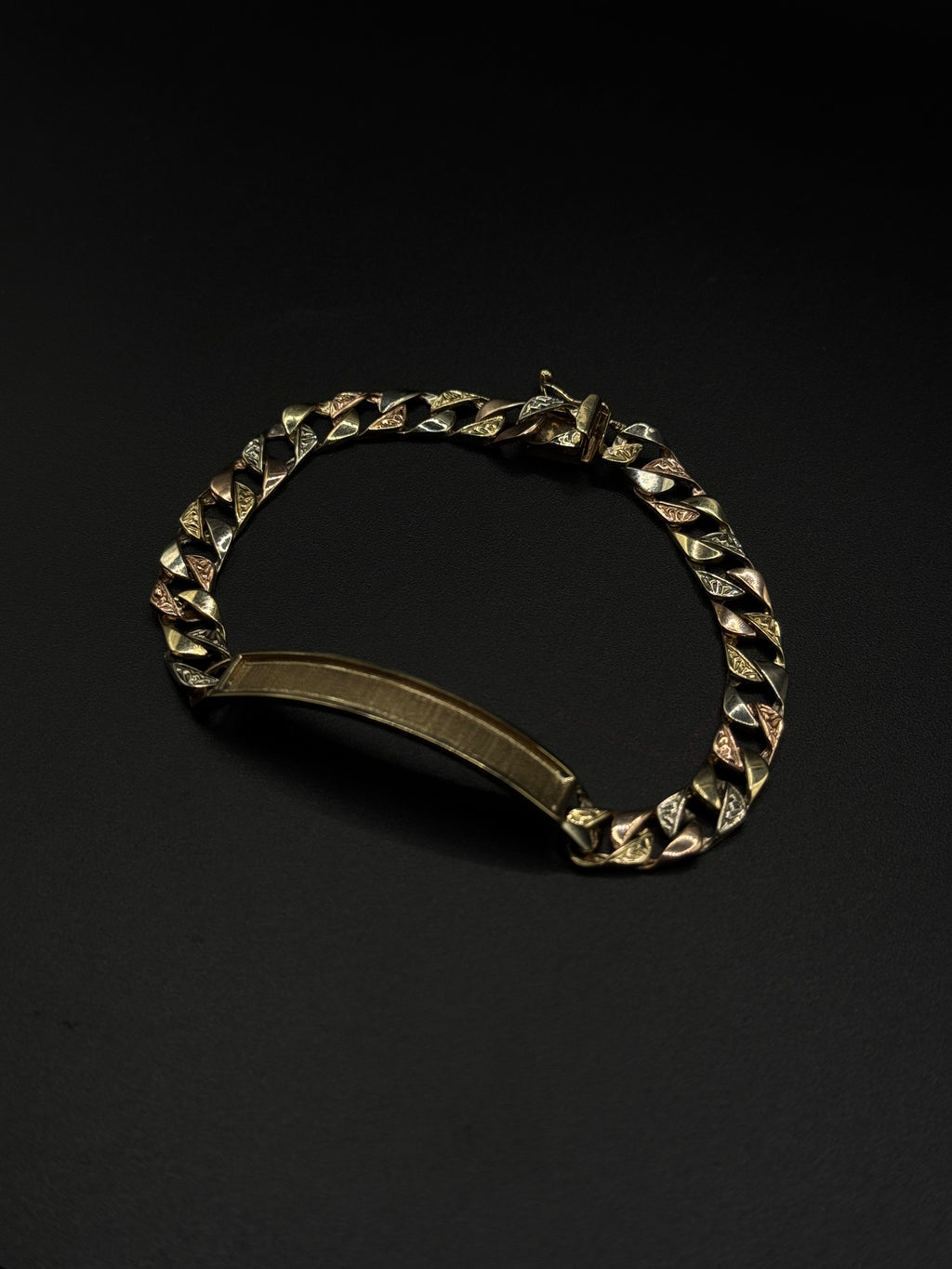 Unisex Cuban Bracelet (3Tone)(Semi Hollow) image 0