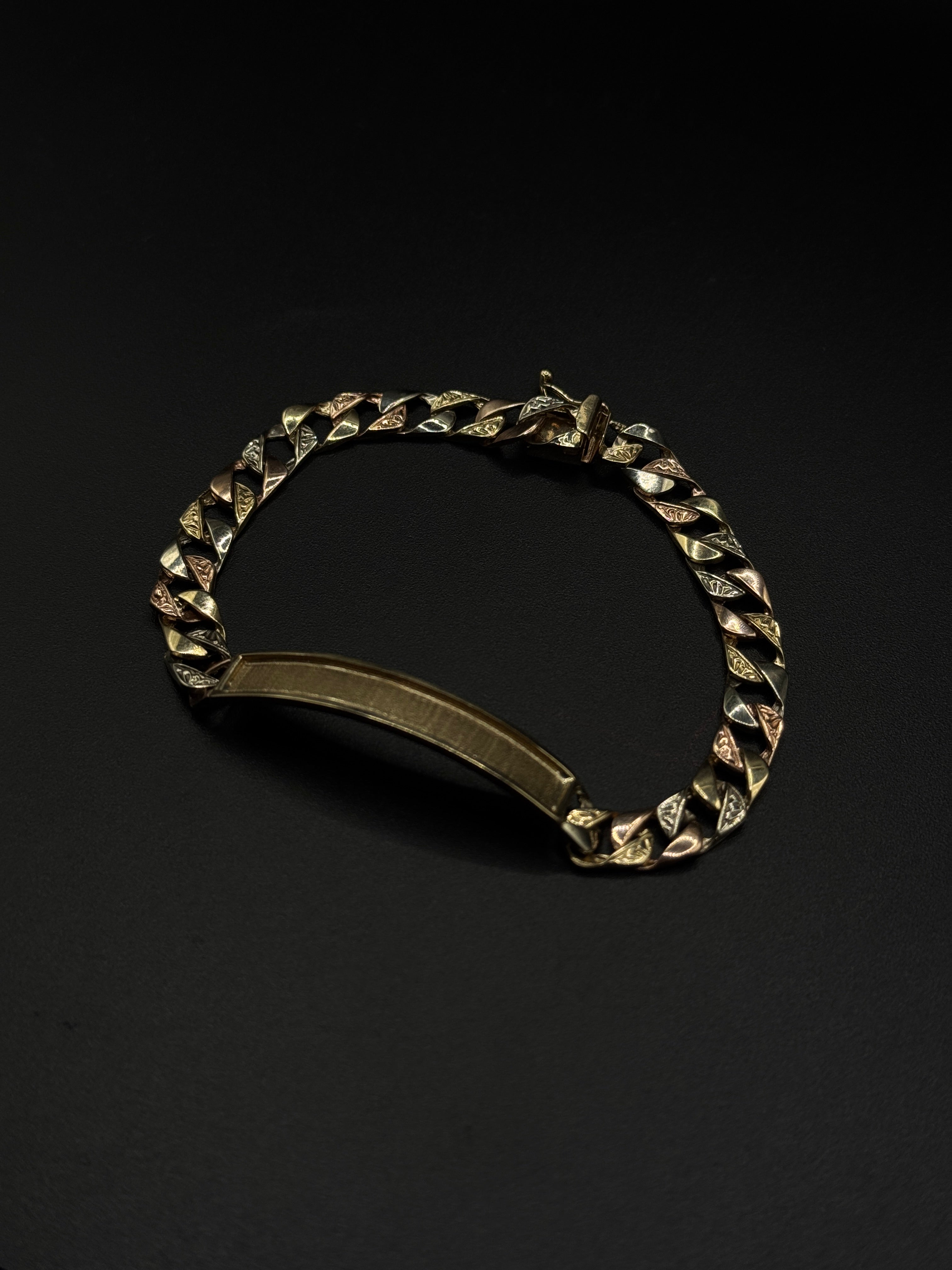 Unisex Cuban Bracelet (3Tone)(Semi Hollow) image 0