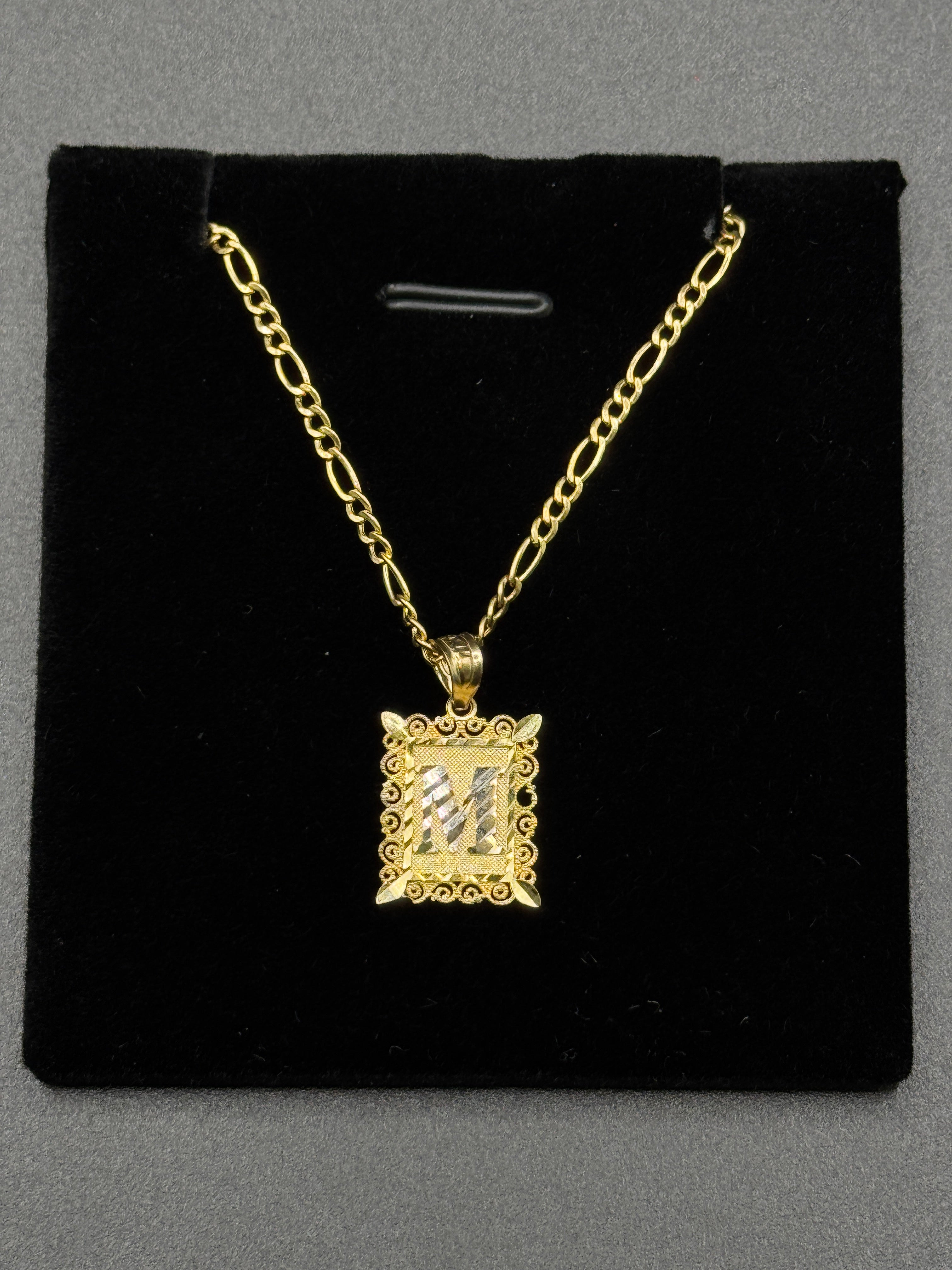 Figaro Chain & Square Initial Pendant image 0