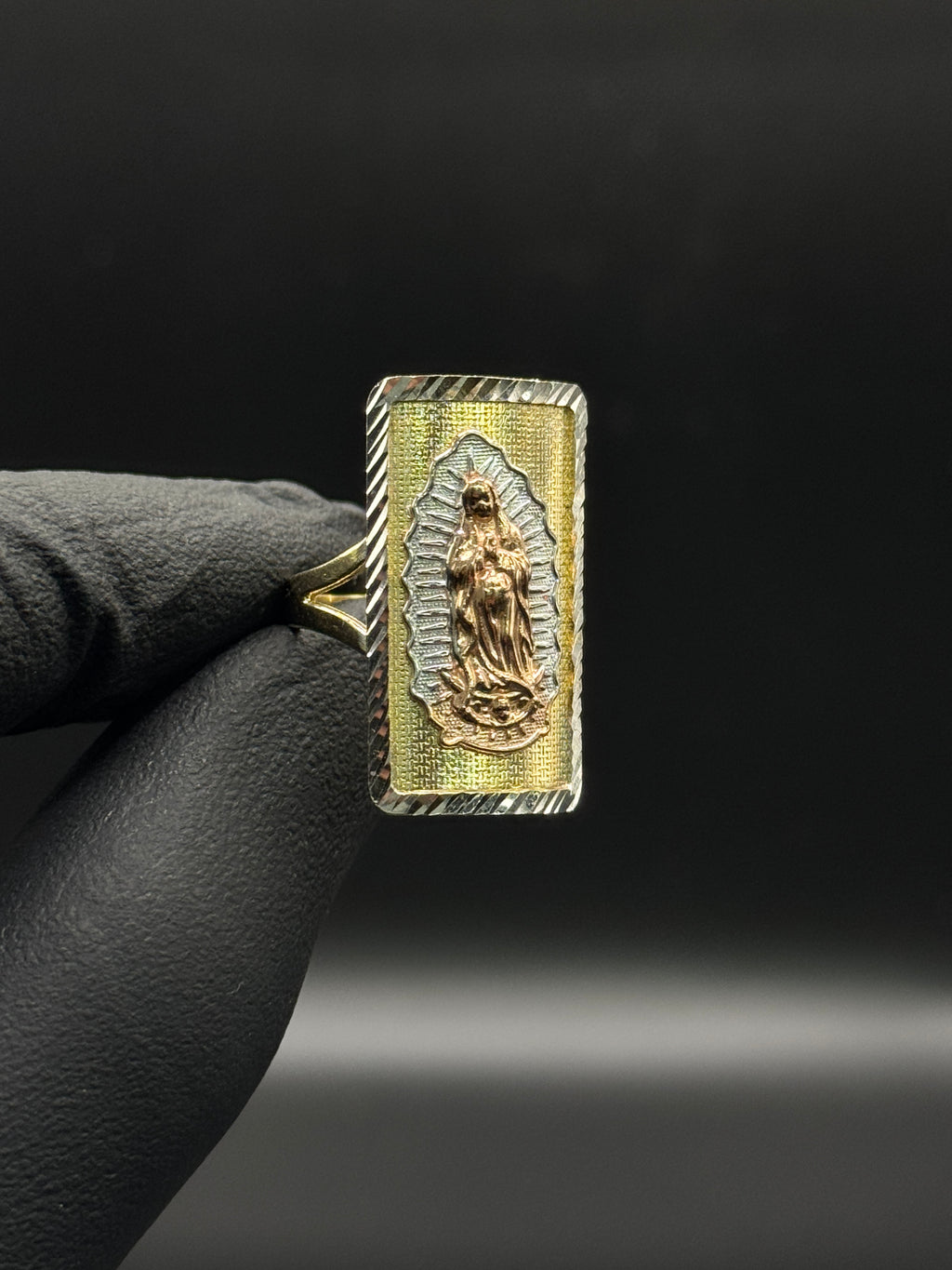 3 Tone Square Virgen de Guadalupe Ring image 0