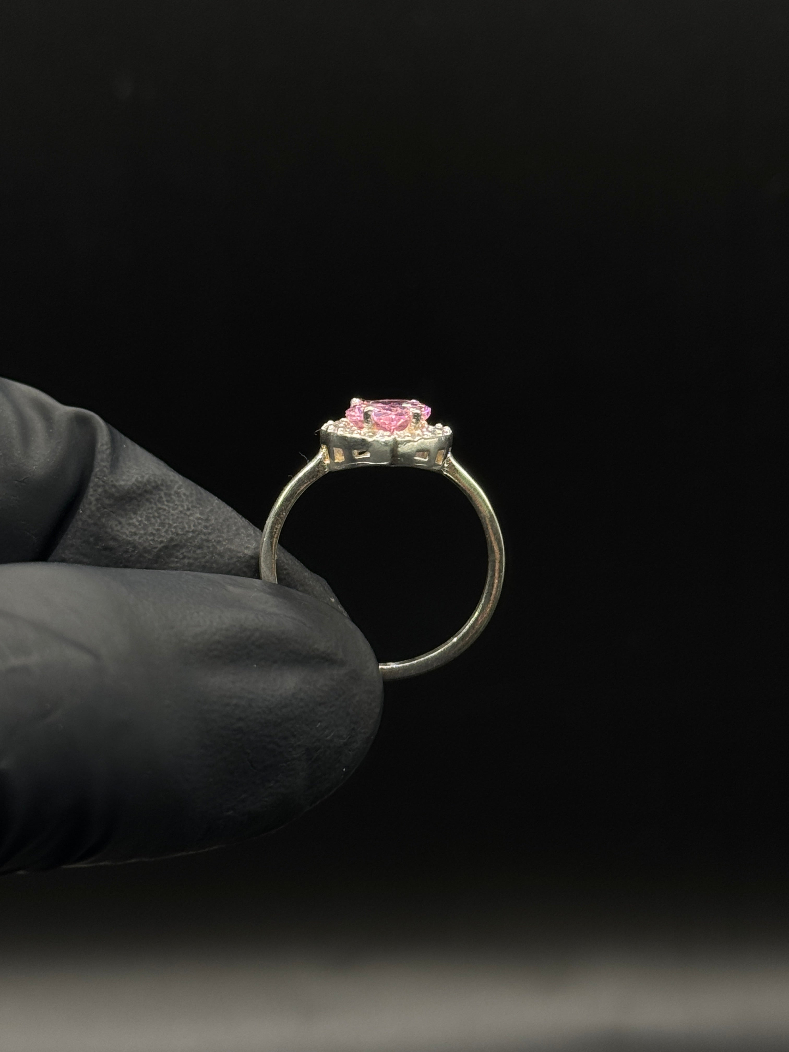 Silver Pink Stone Ring image 1