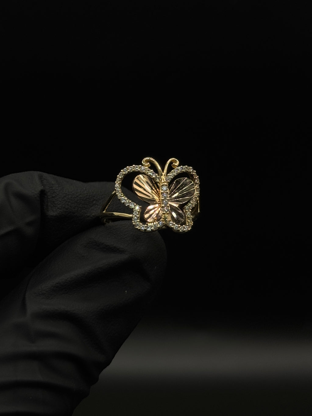 Womens 3 Tone Butterfly Ring image 0