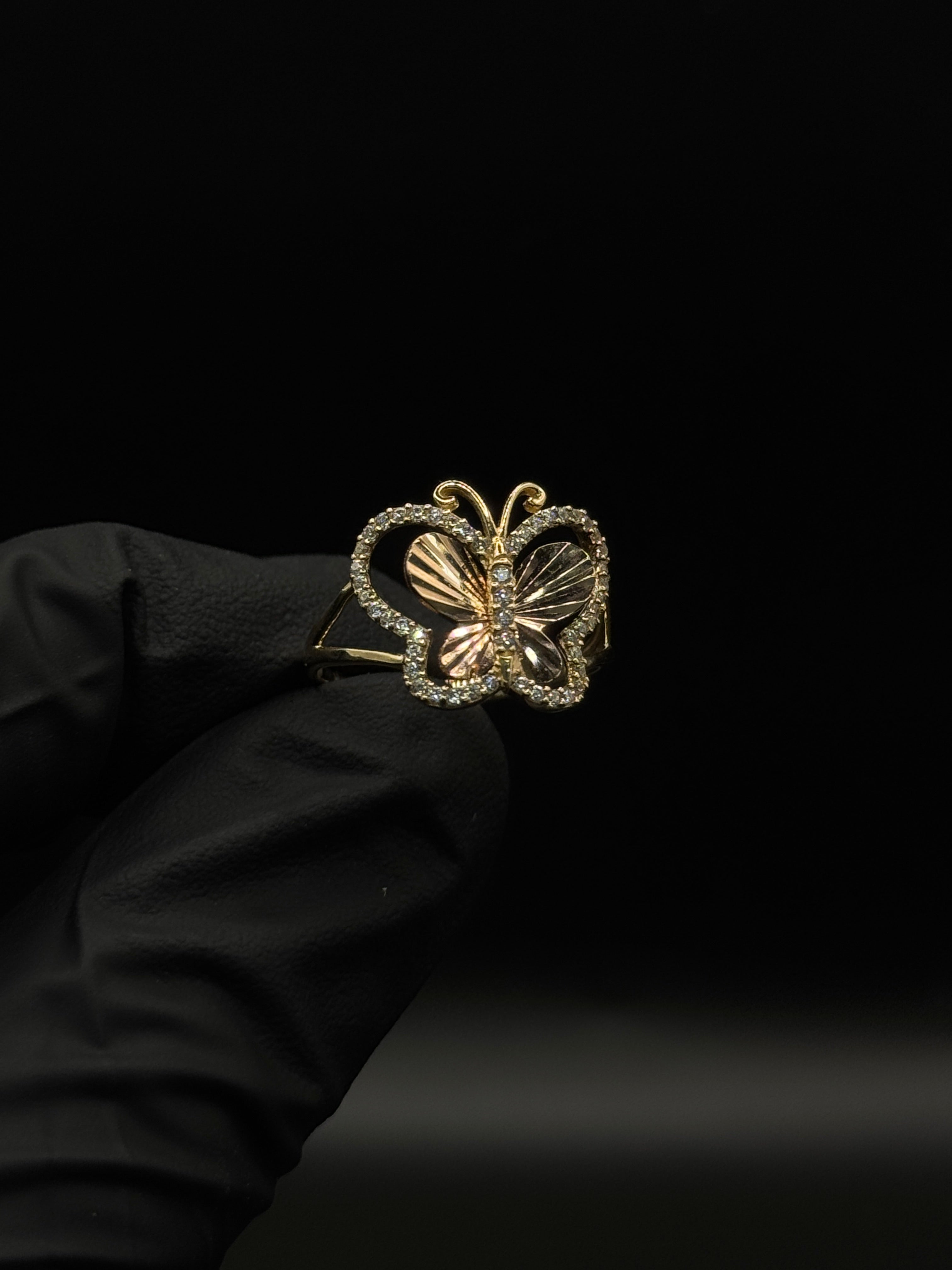 Womens 3 Tone Butterfly Ring image 0