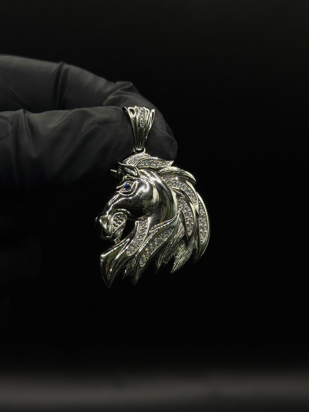 Silver Horse Pendant (CZ) image 0
