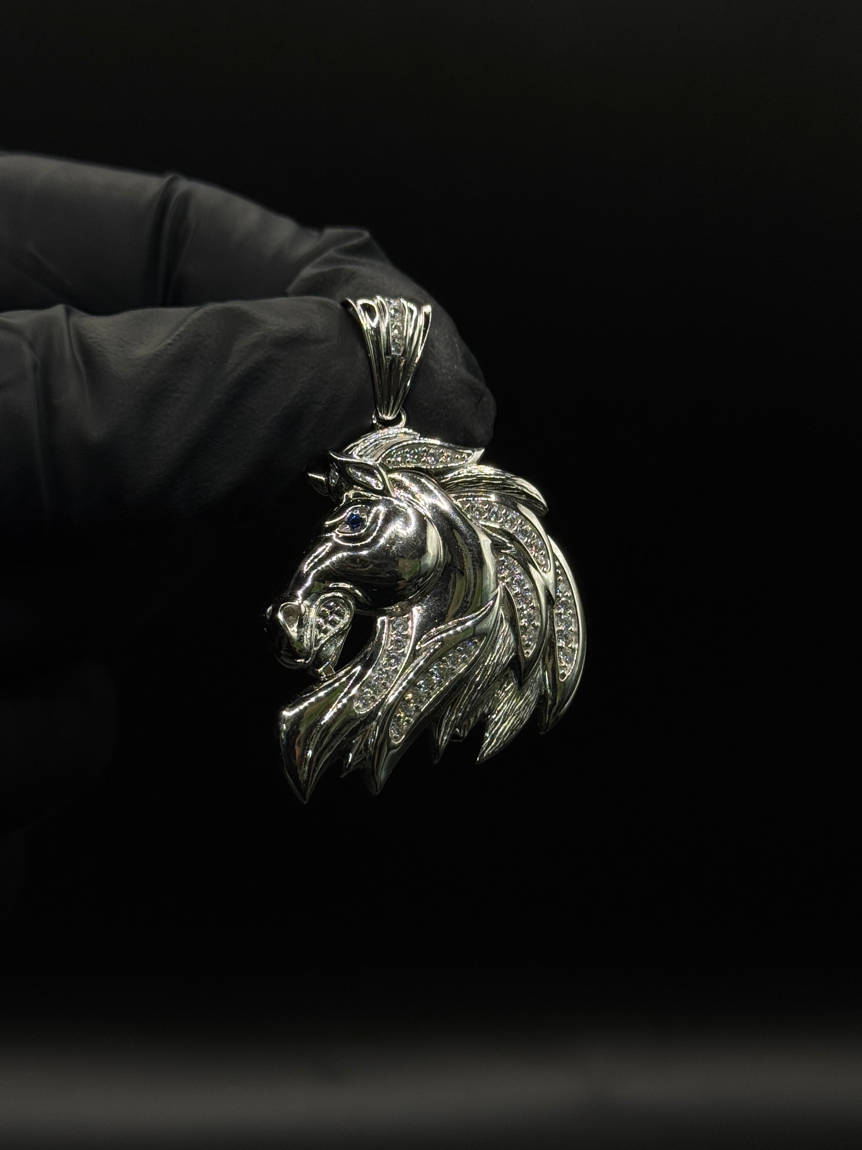 Silver Horse Pendant (CZ) image 0
