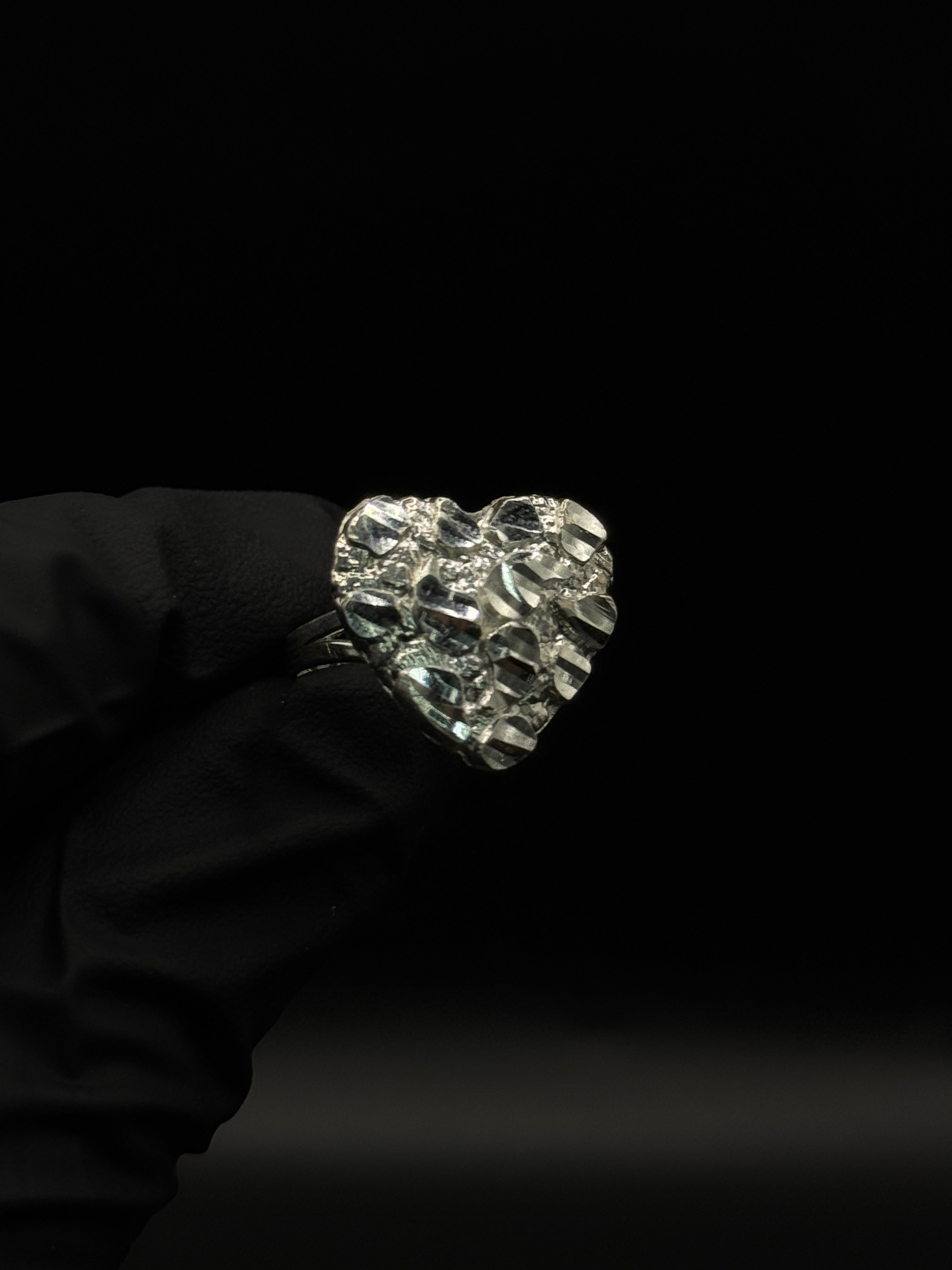 Silver Heart Nugget Ring (Large) image 0