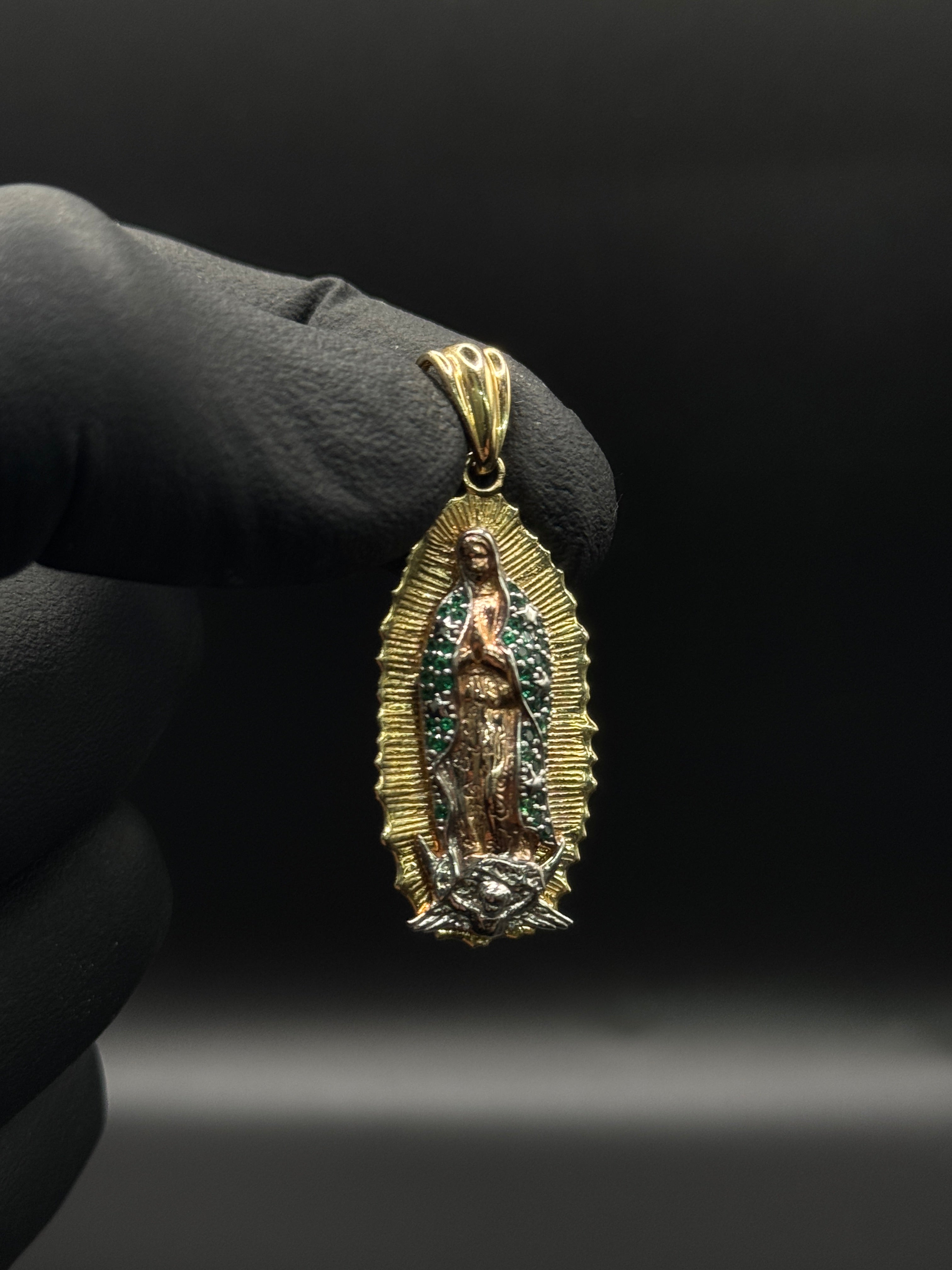 3D Virgen de Guadalupe Pendant (Green) (Medium) image 0