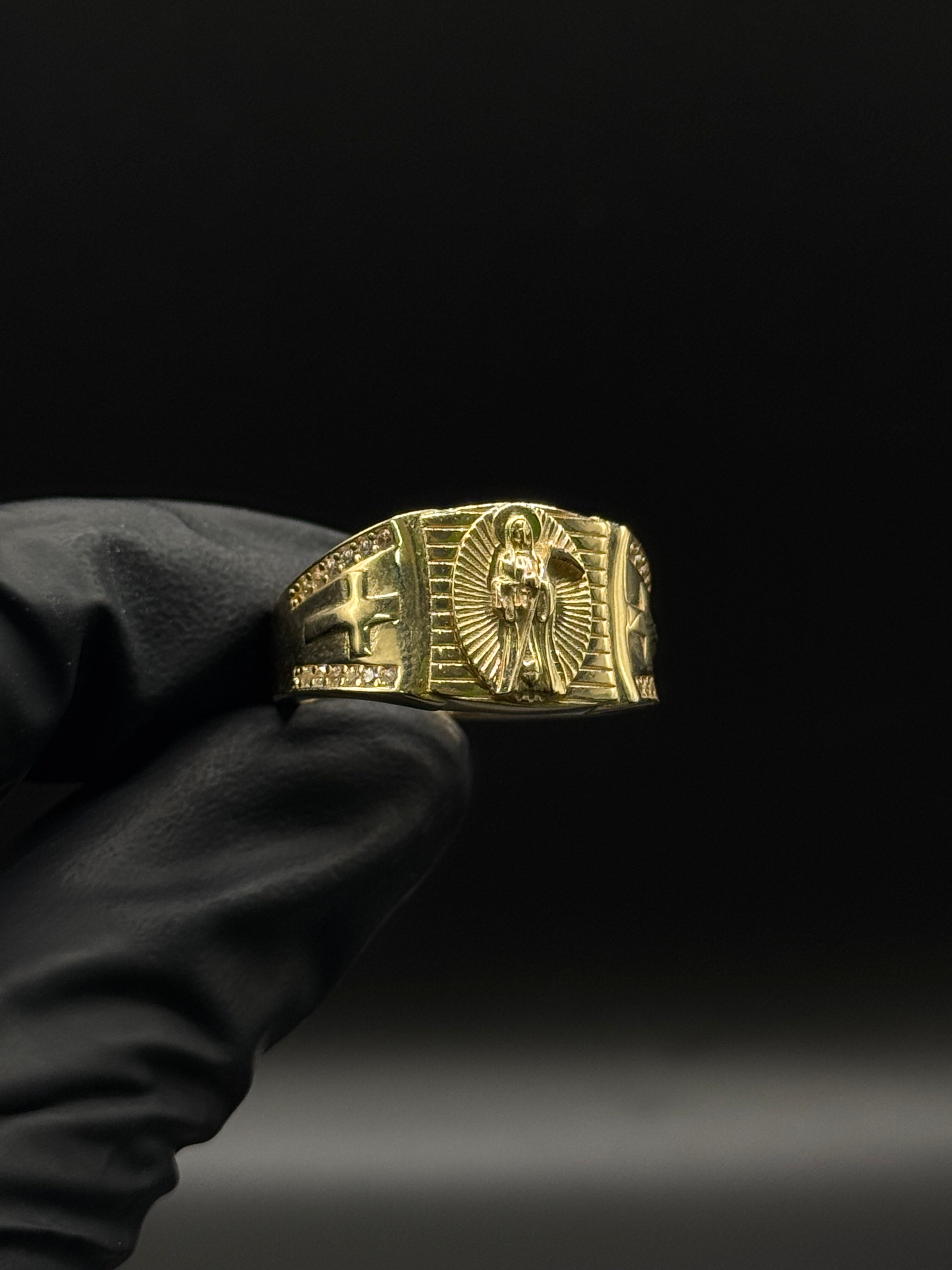Men's Santa Muerte Cross Ring image 0