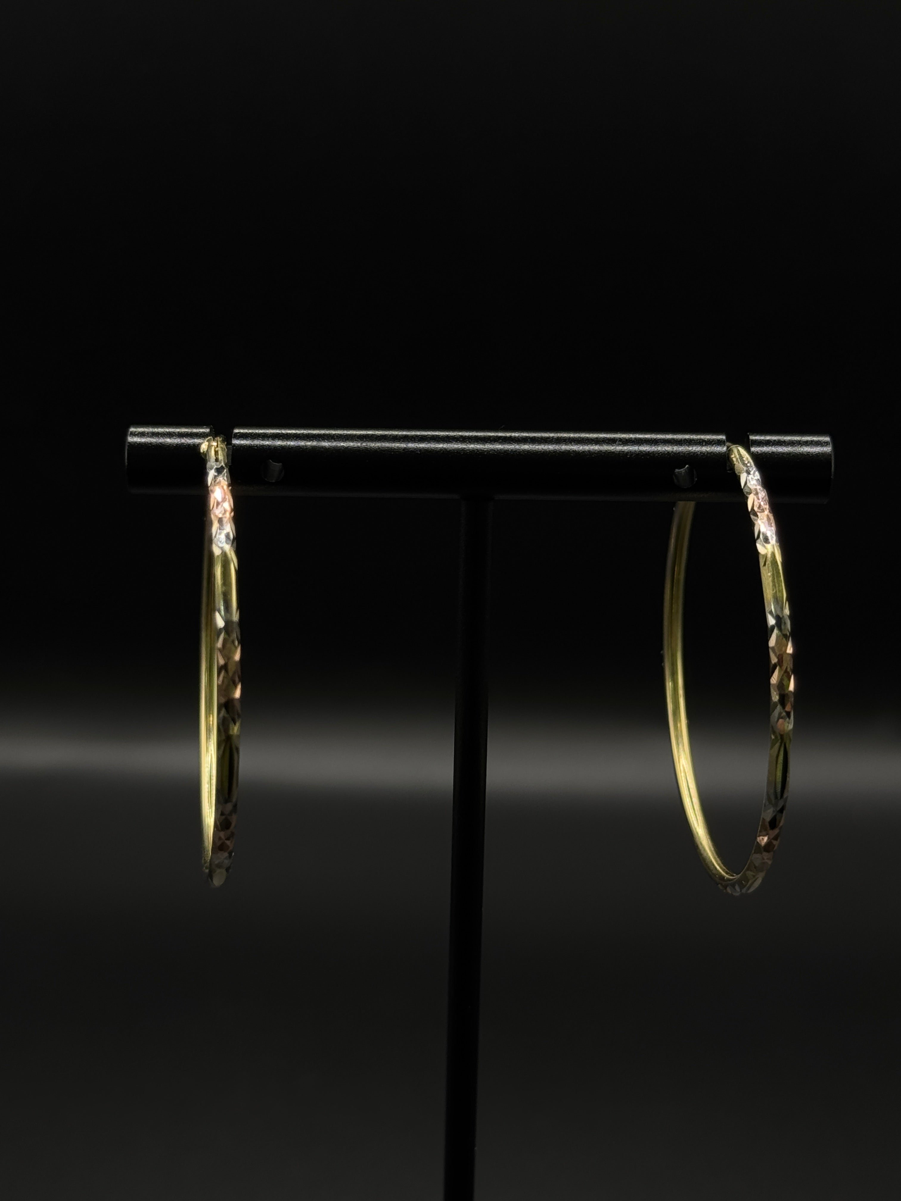 Womens 3 Tone Hoop Earrings image 0
