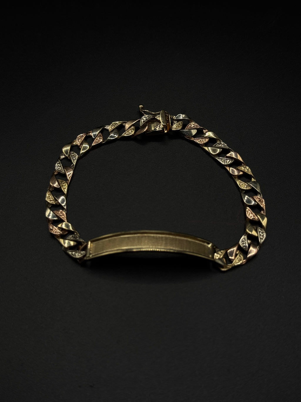 Unisex Cuban Bracelet (3Tone)(Semi Hollow) image 1
