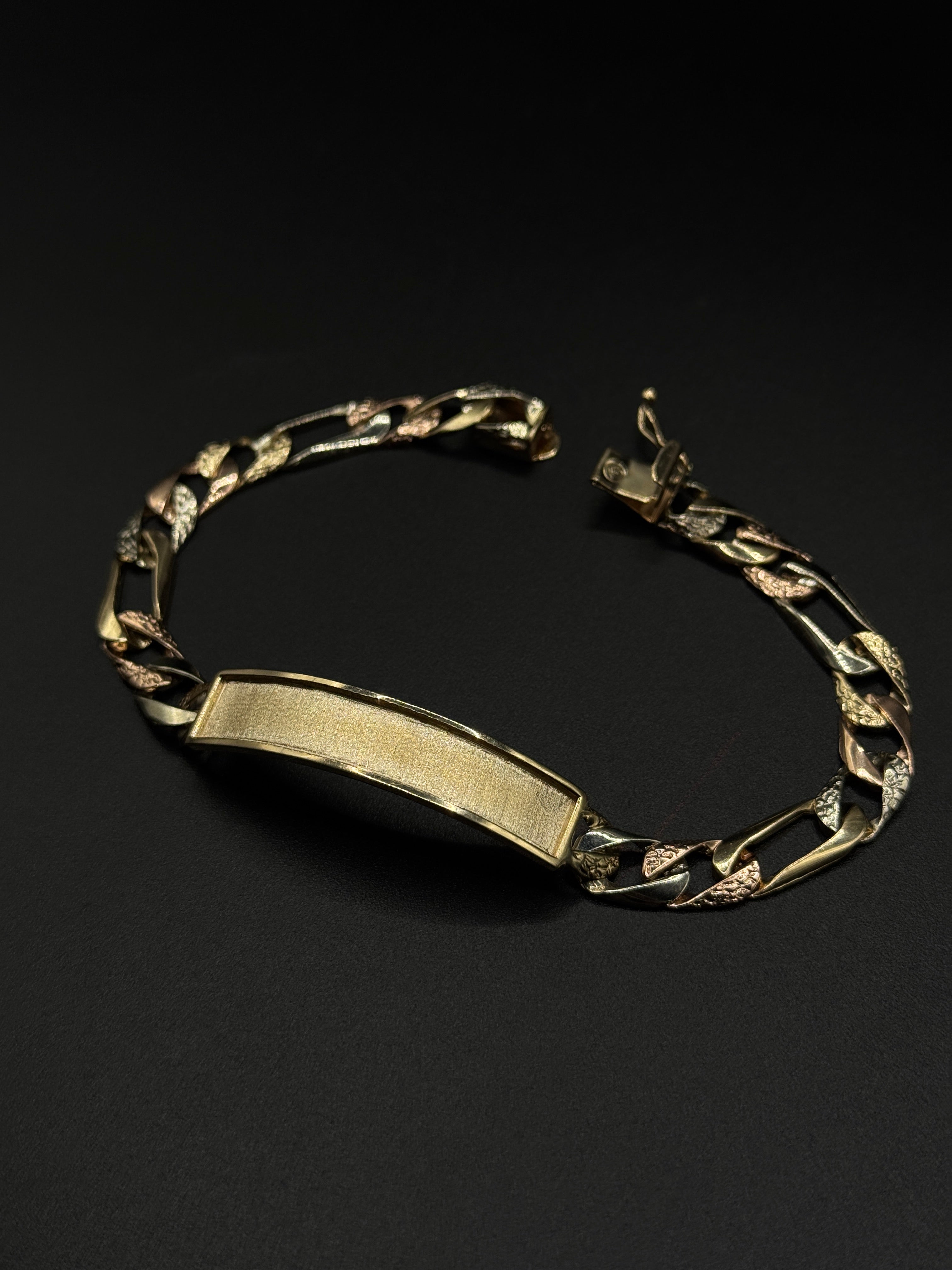 Unisex Figaro Bracelet(3Tone)(SemiHollow) image 0