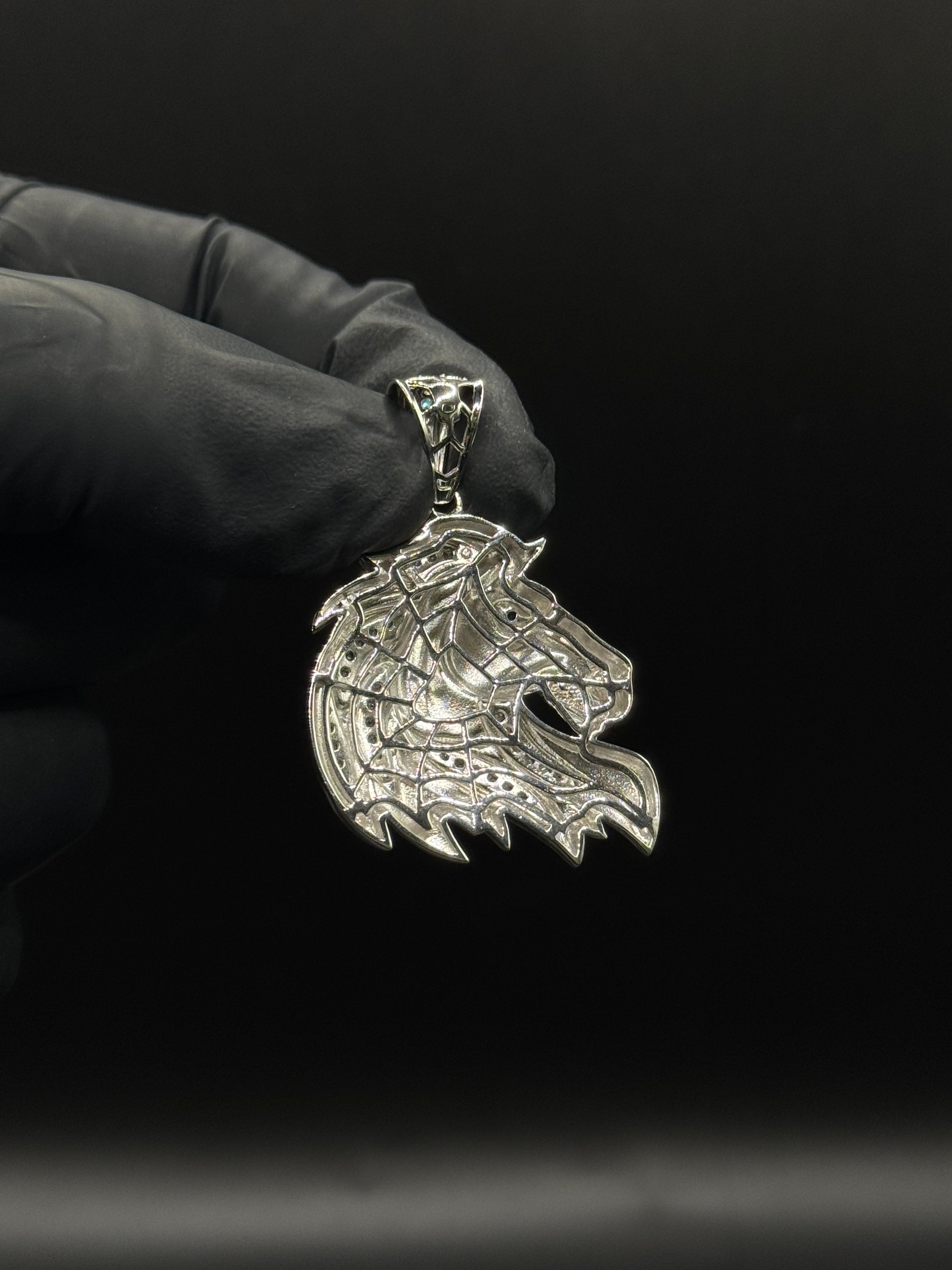 Silver Horse Pendant (CZ) image 1