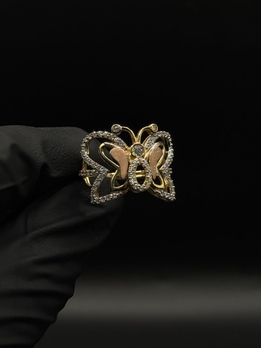 Womens 3 Tone Butterfly Ring image 0