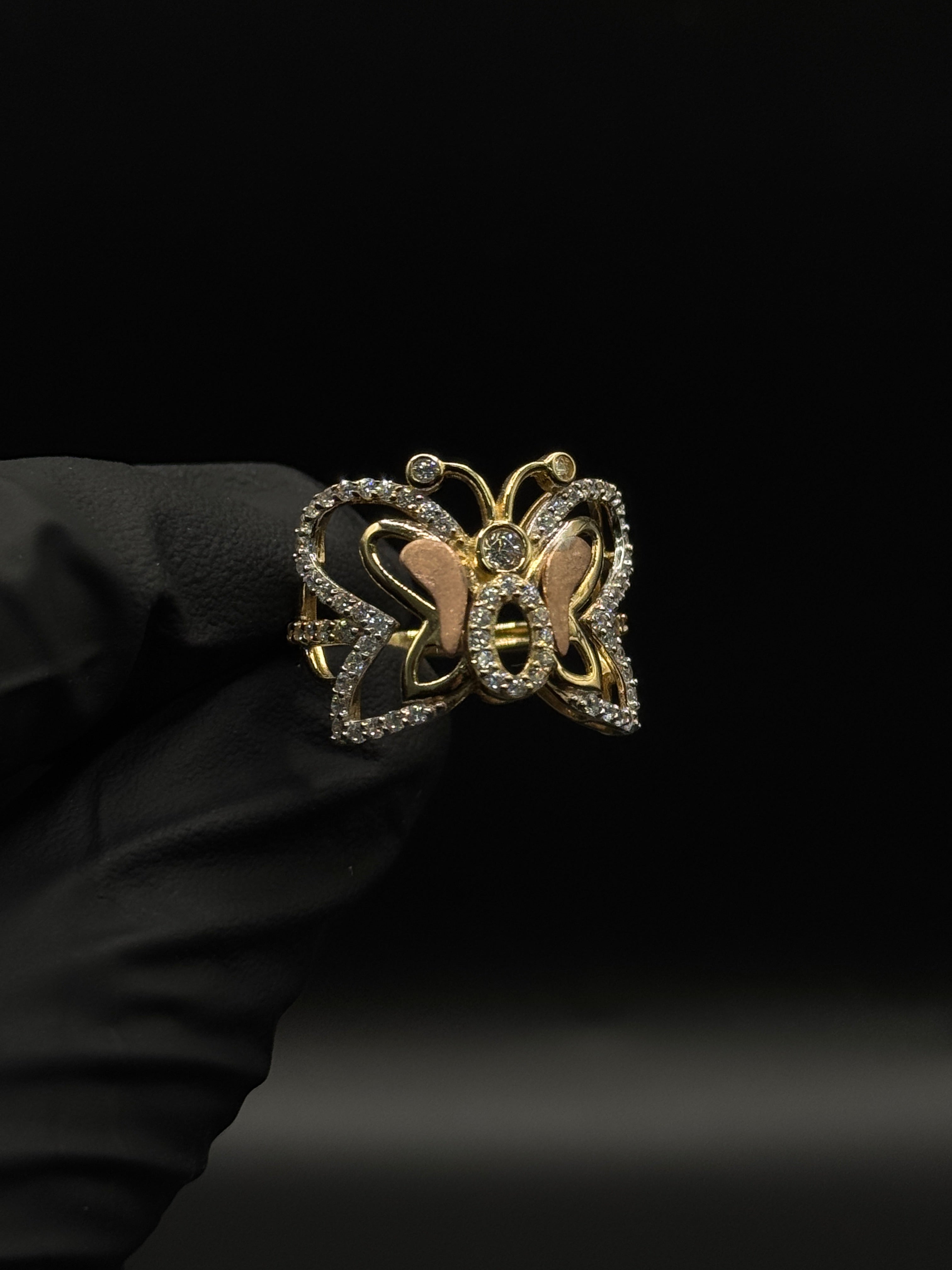 Womens 3 Tone Butterfly Ring image 0
