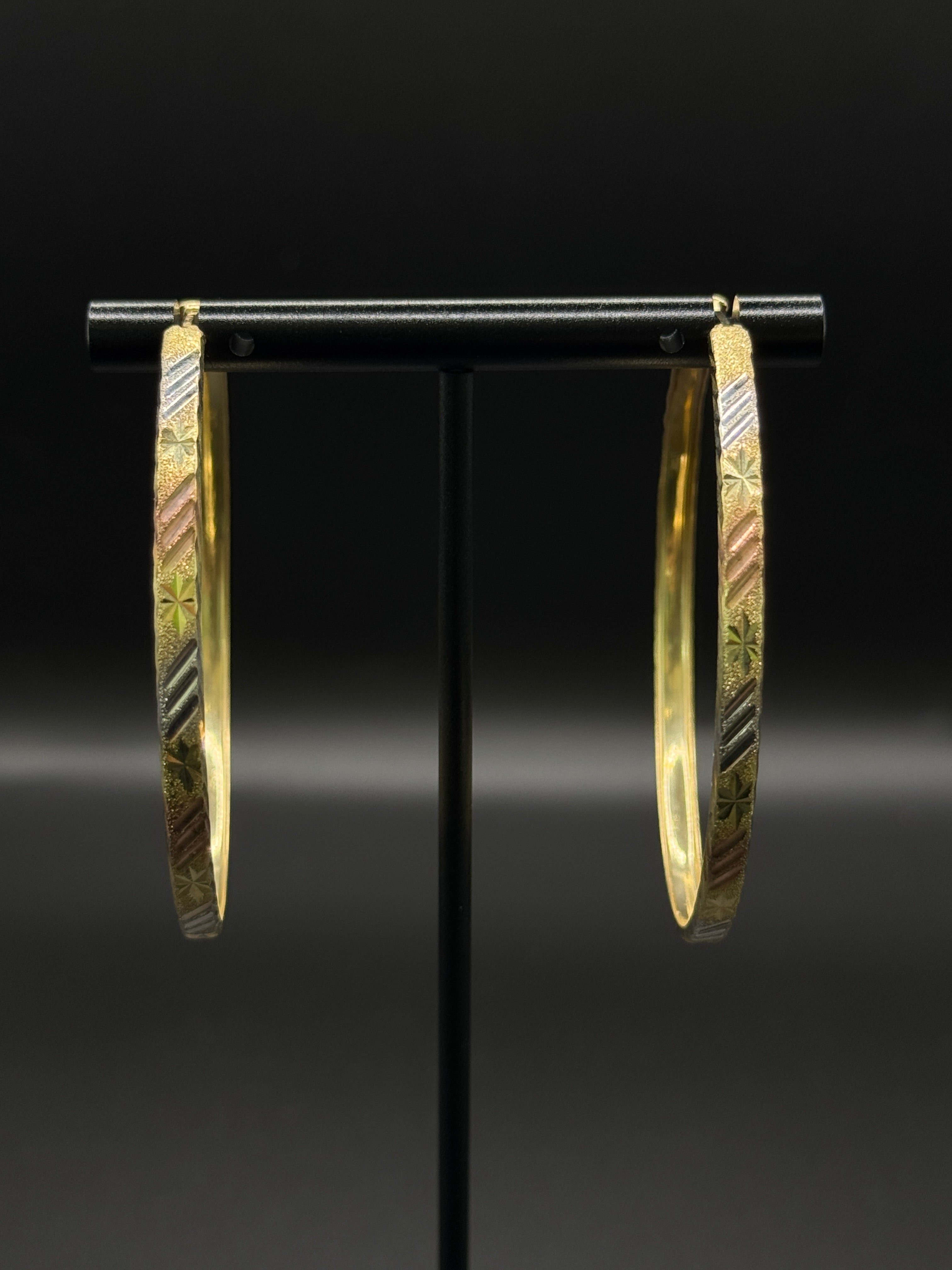 Womens 3 Tone Hoop Earrings image 0