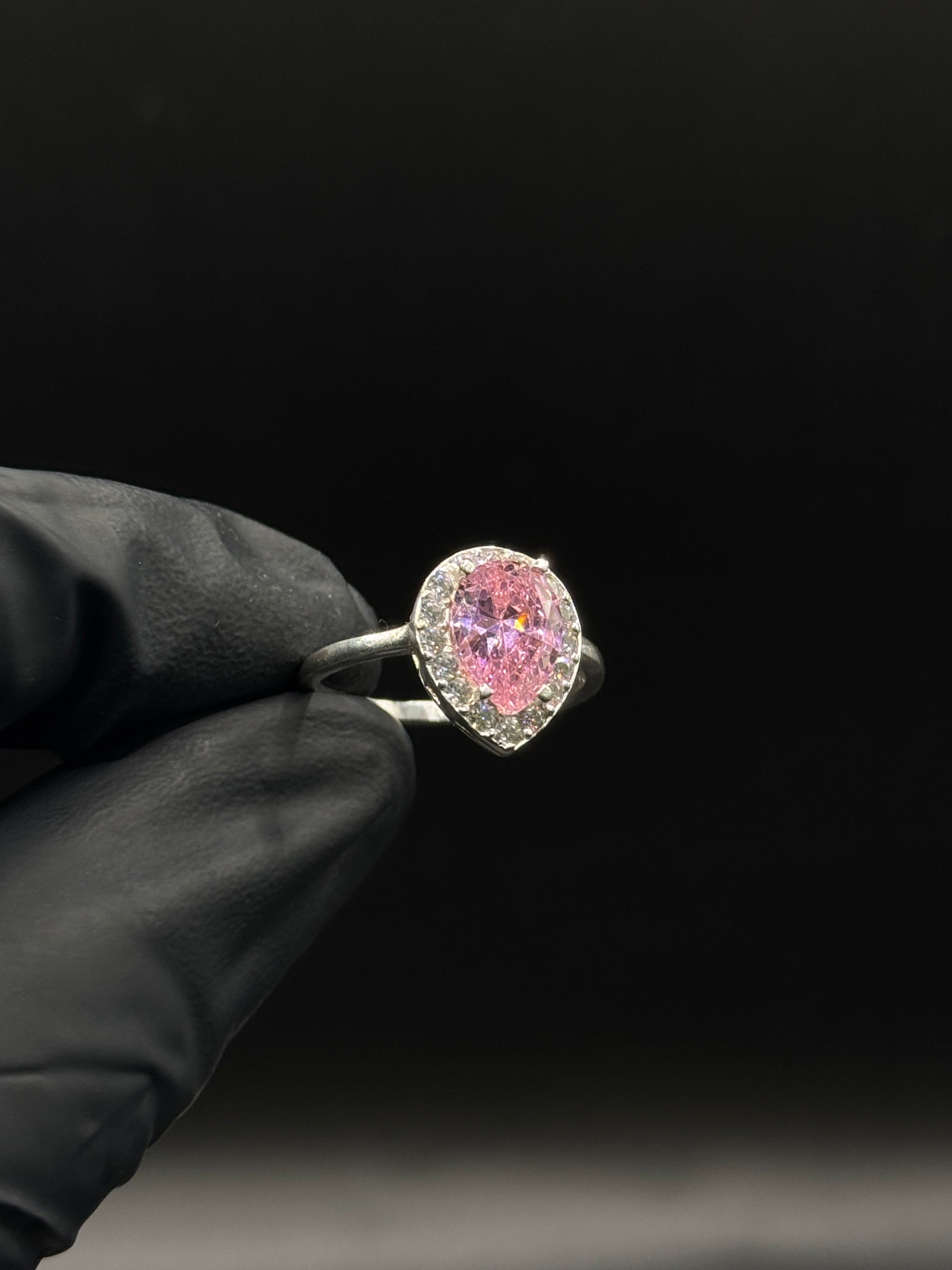 Silver Pink Stone Ring image 0
