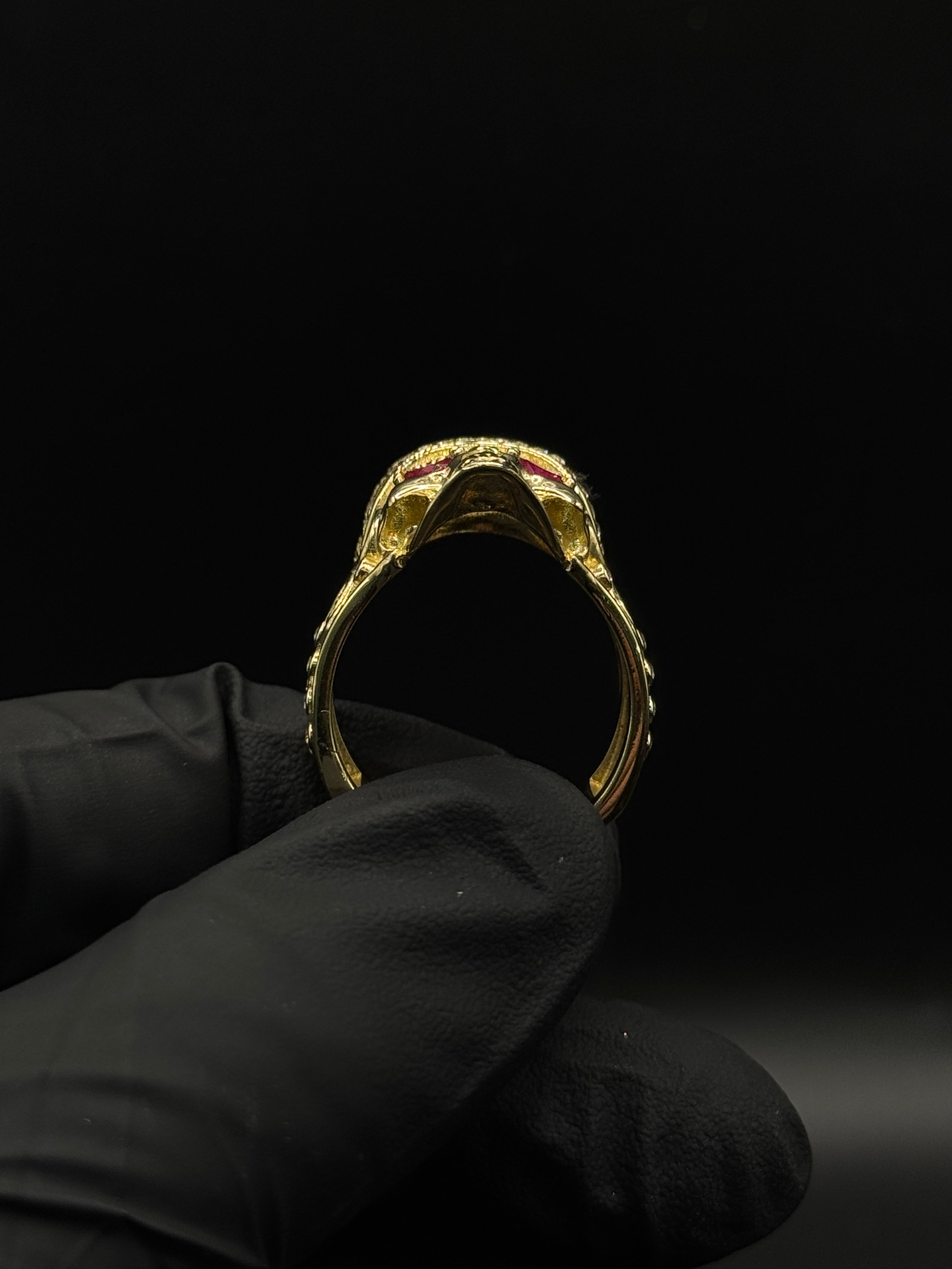 Mens Skull w Crown Ring image 1