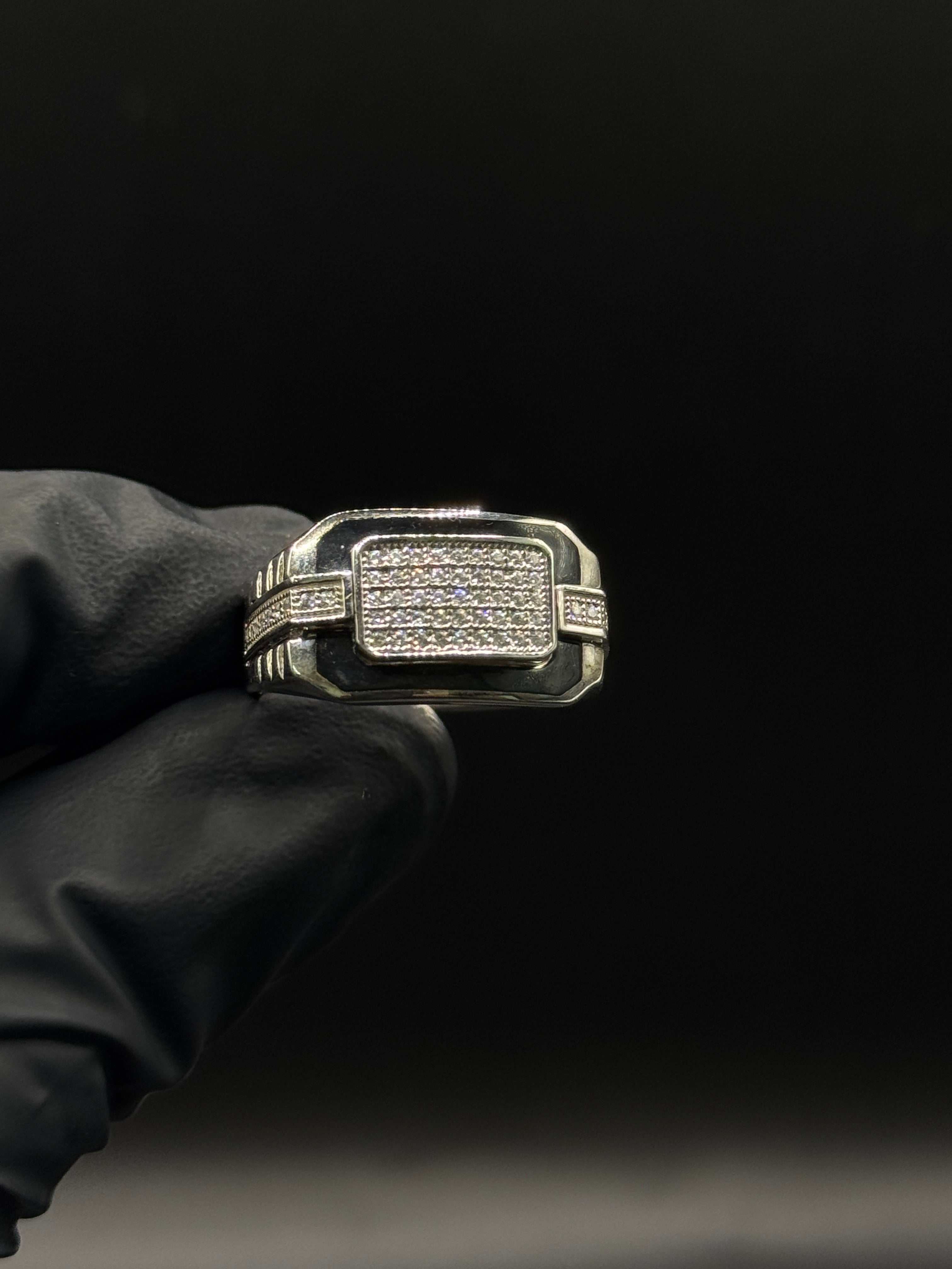 Silver Black outline Ring (CZ) image 0
