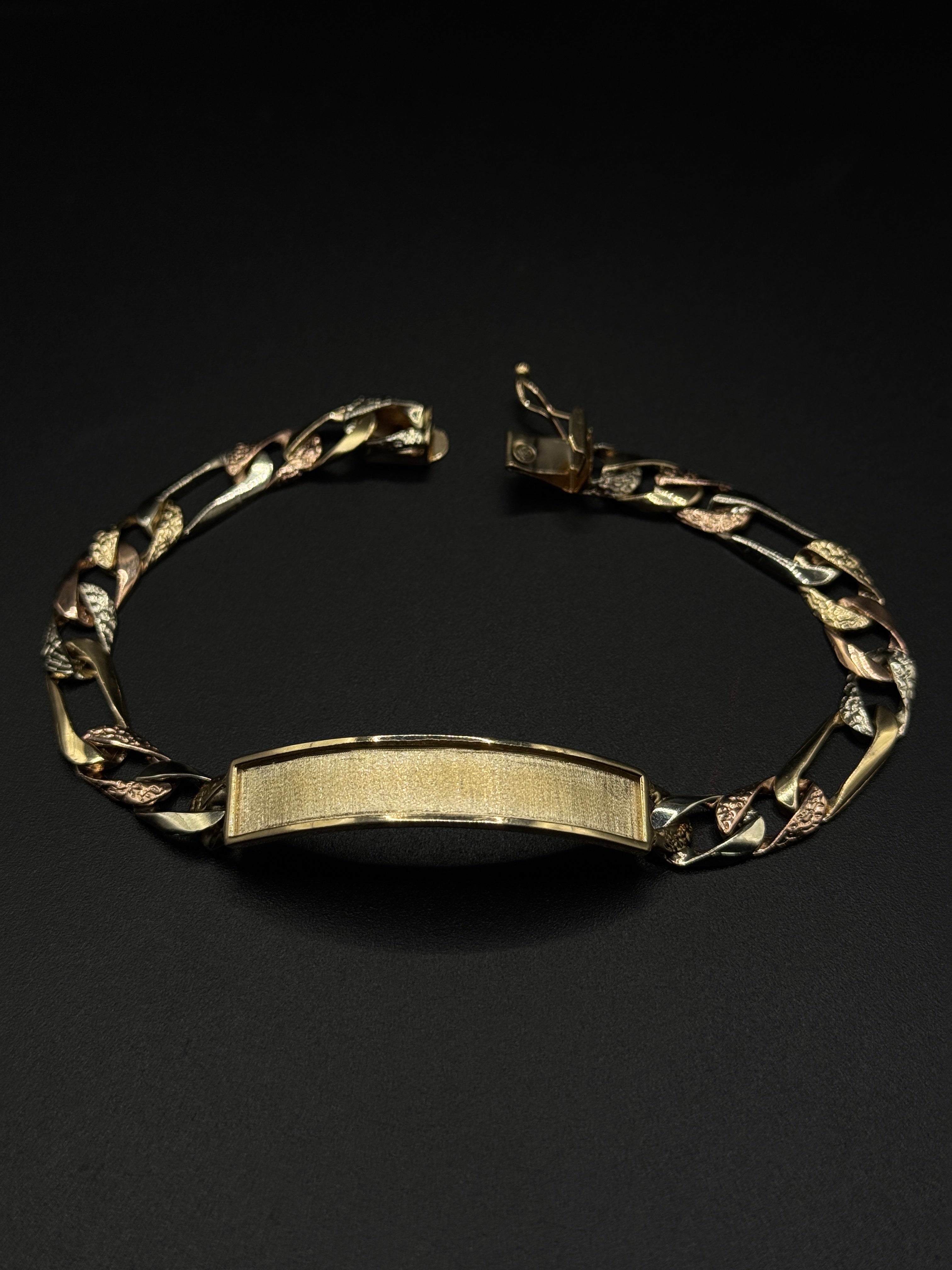 Unisex Figaro Bracelet(3Tone)(SemiHollow) image 1