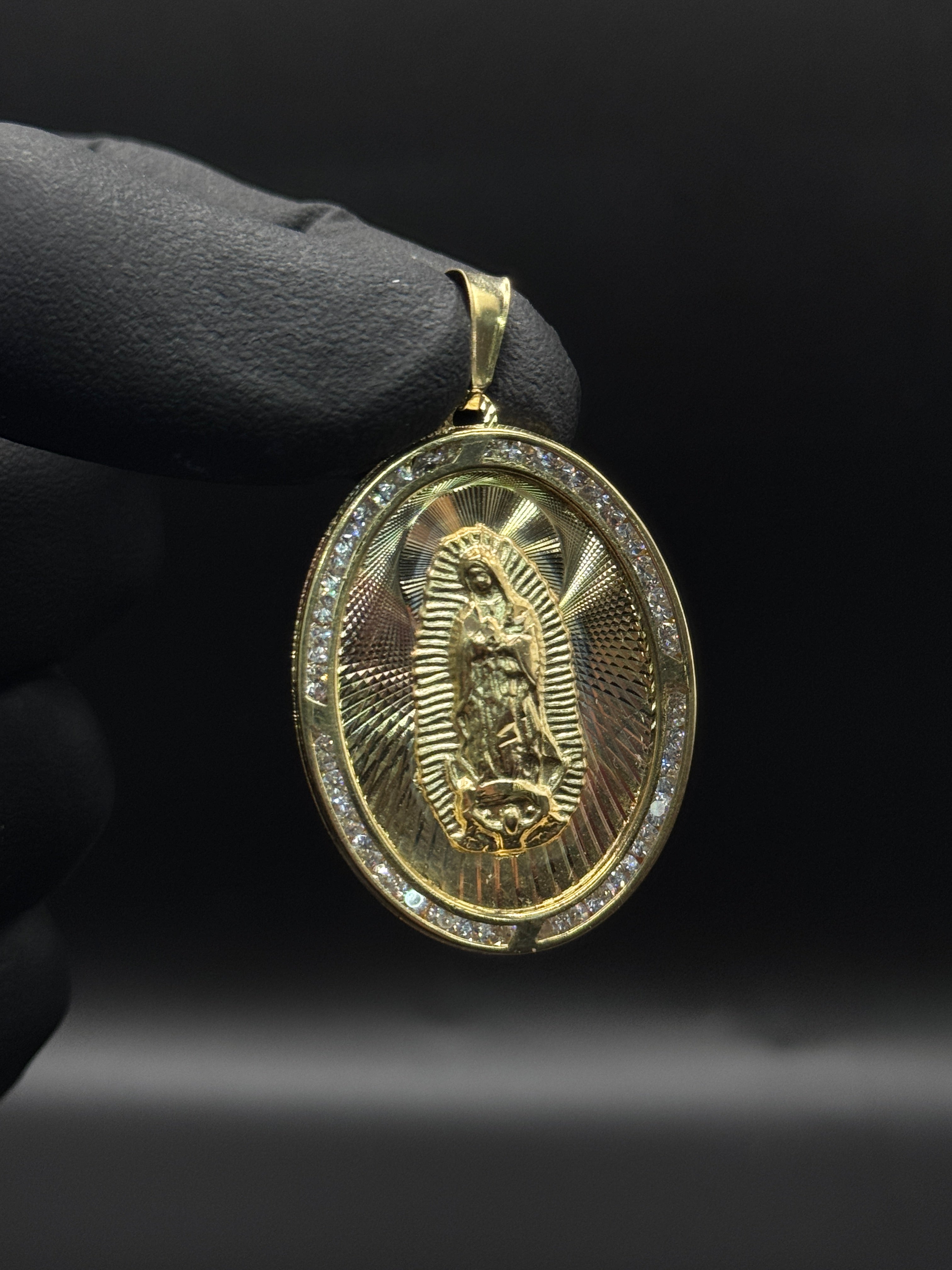 3 Tone Virgen de Guadalupe w Stones (1.6in) image 0