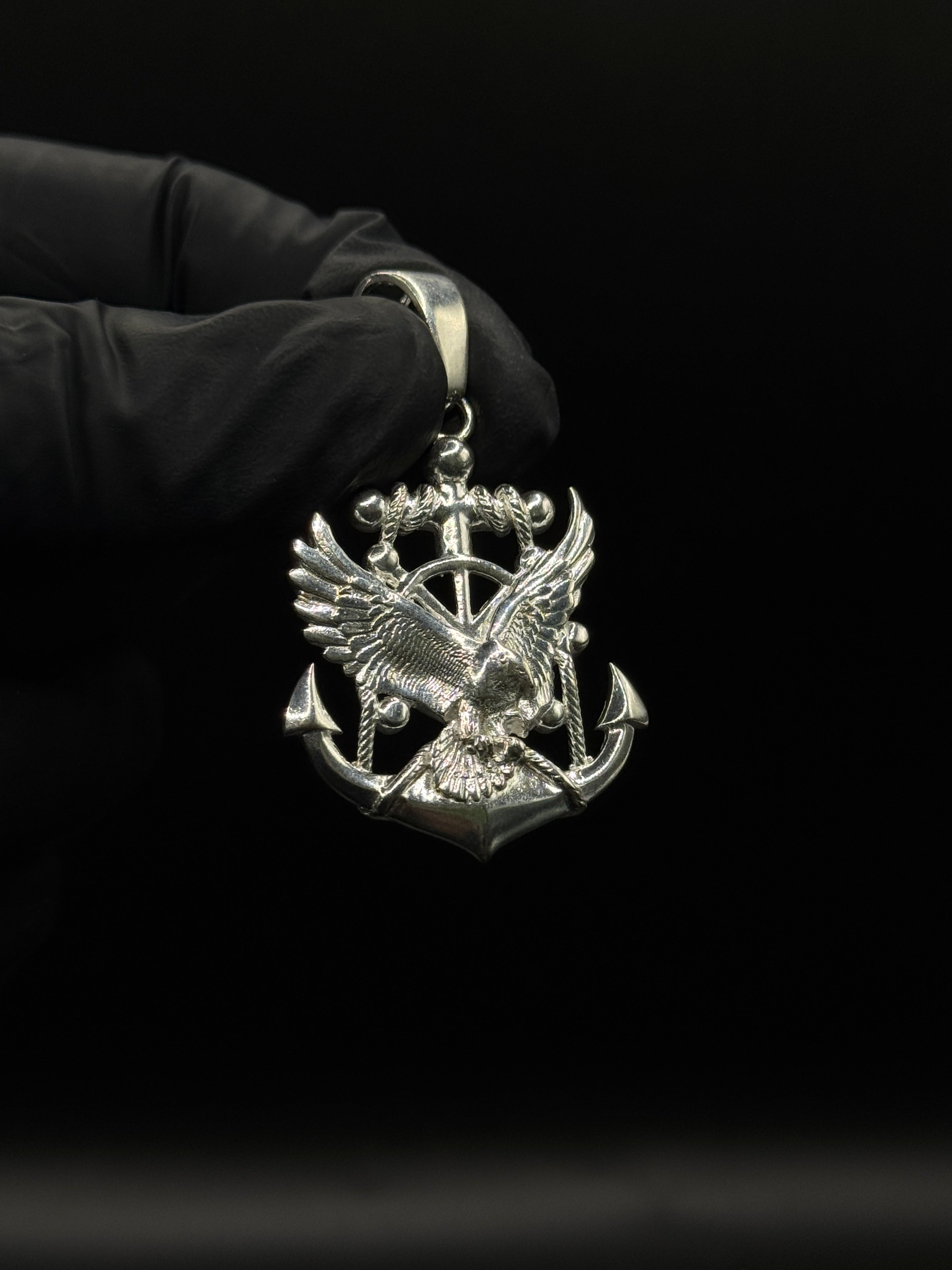 Silver Achor Eagle Pendant image 0
